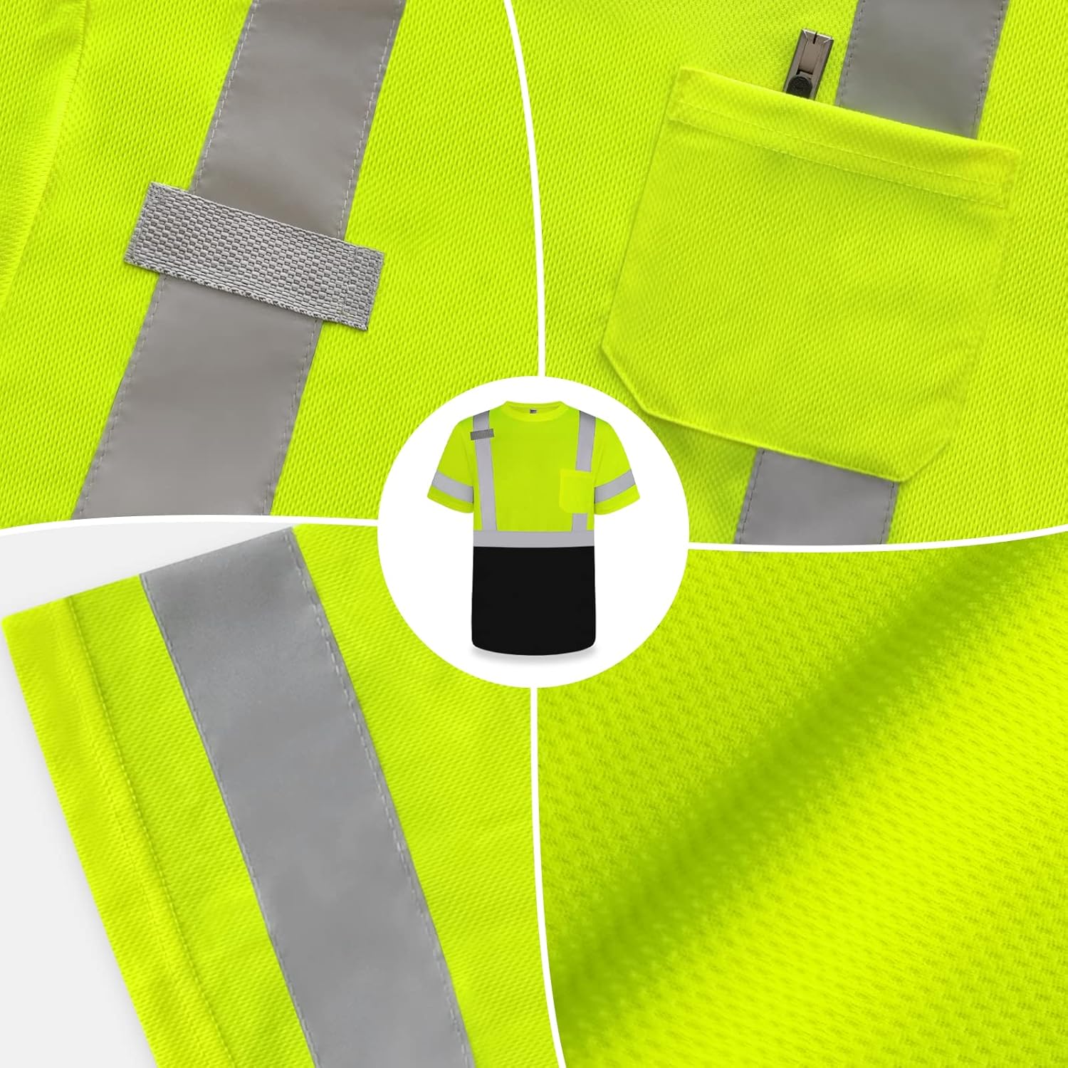 TCCFCCT High Visibility Shirt - Class 3 Reflective Safety Work Shirt for Men & Women | Short Sleeve, Durable DP-Yellow L