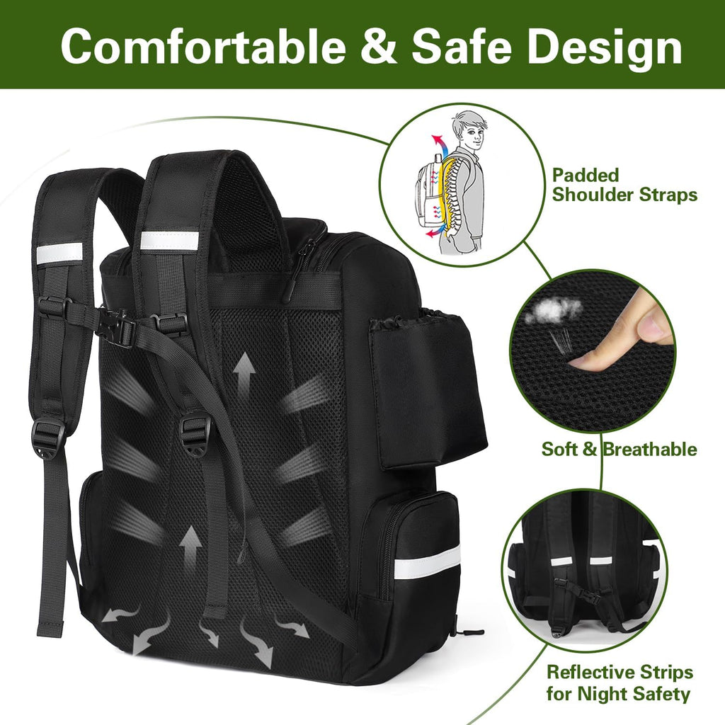 Skiennix Large Fishing Backpack - Waterproof 45L Tackle Bag with Rod Holders | Perfect Fishing Gear Gift for Men