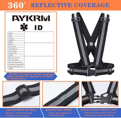 AYKRM High Visibility Reflective Running Vest - Adjustable Safety Gear for Enhanced Visibility | 9 Colors Available