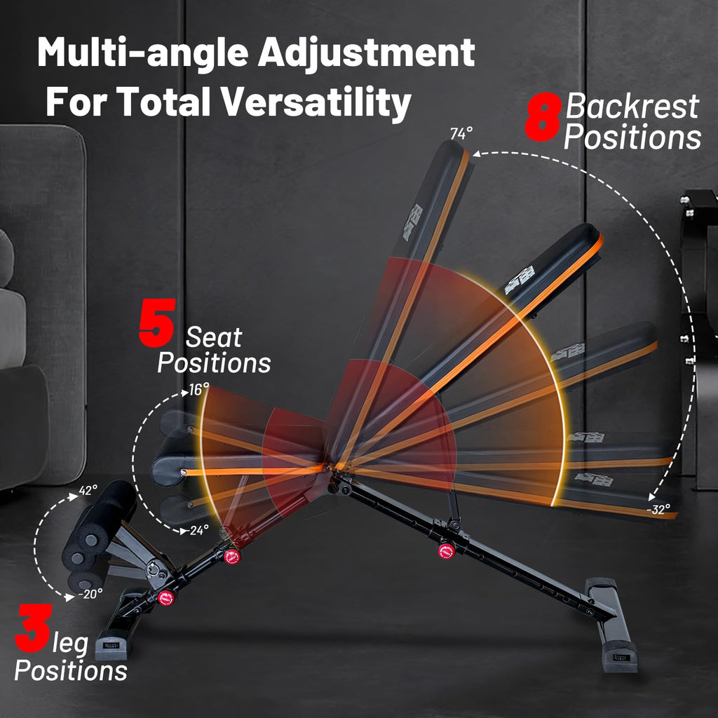 Adjustable Workout Bench for Home Gym – Foldable Weight Bench Incline Decline Flat for Full Body Strength Training | Compact Exercise Bench for Dumbbell & Fitness Workouts by Energi Core