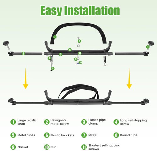 10L0L Golf Bag Attachment Compatible with Yamaha G2-G29 EZGO TXT RXV Club Car DS Precedent Icon EV Star Universal No-drilling Required Golf Bag Holder Rack for 1" Bracket Adjustable