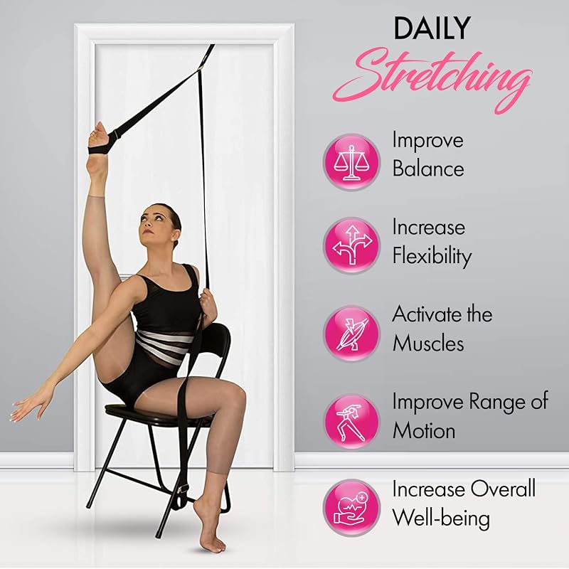 Zenmarkt Stretching Strap with Door Anchor for Splits & Flexibility - Black