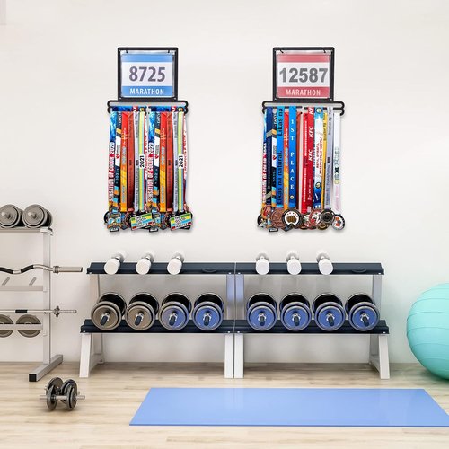 Moxweyeni Race Medal Display - Wall-Mounted Bib Holder Rack for Runners | Perfect Gift Idea