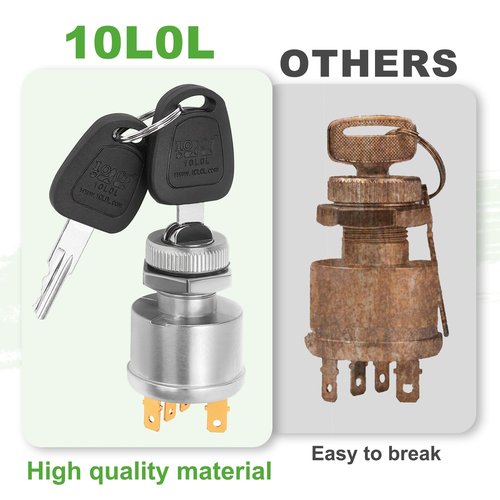 10L0L Golf Cart Ignition Switch for EZGO TXT Workhorse, ST, Shuttle, Medalist, Marathon 1981-Up Golf Cart, 3-Way 4-Terminal with 2 Standard Keys OEM 33639-G01 33639G03