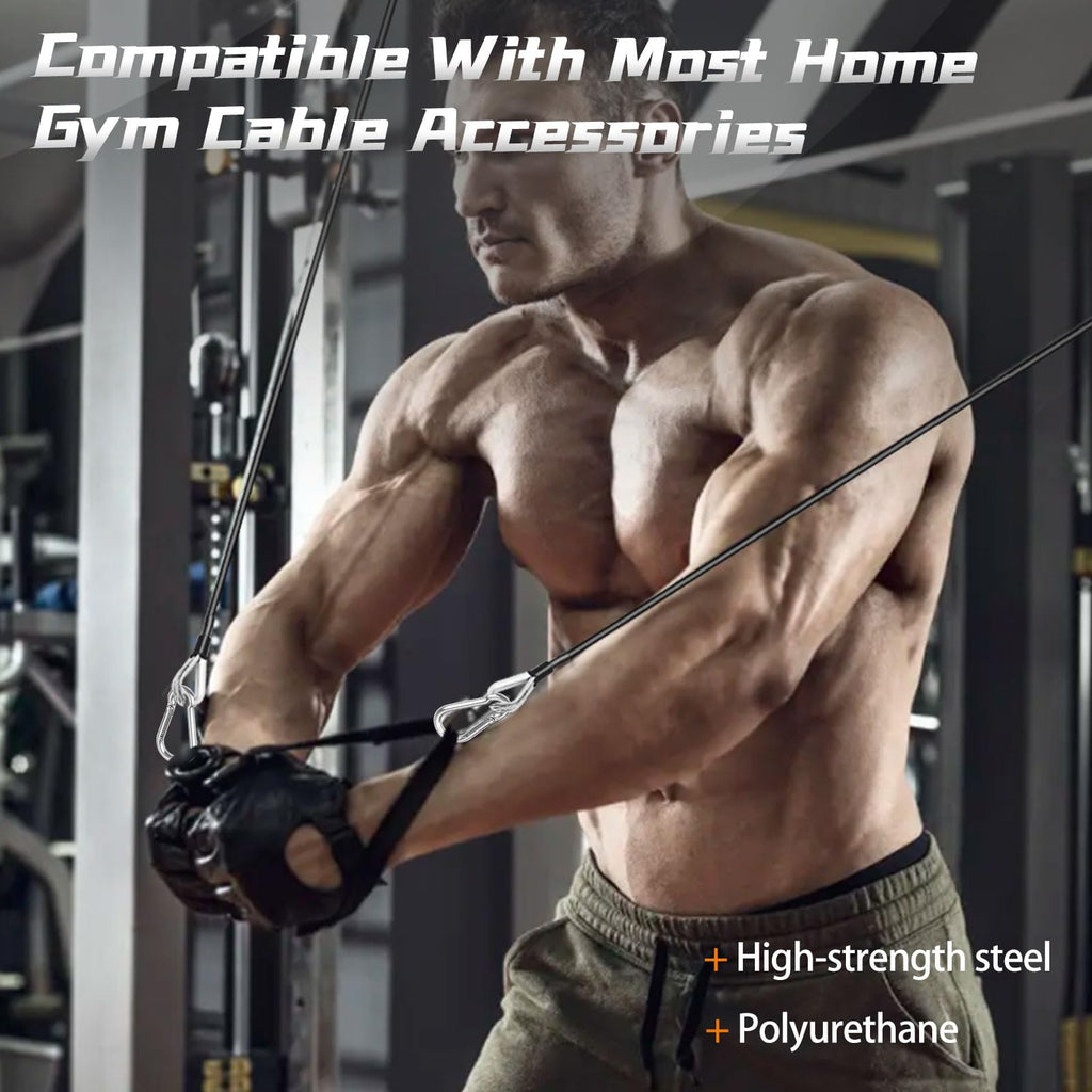 AccEncyc Cable Attachments for Gym, 2PCS Gym Cable Extension Compatible with Gym Accessories, Gym Cable Machine for LAT/Tricep Pull Down, Leg Extensions Machine (10inch)