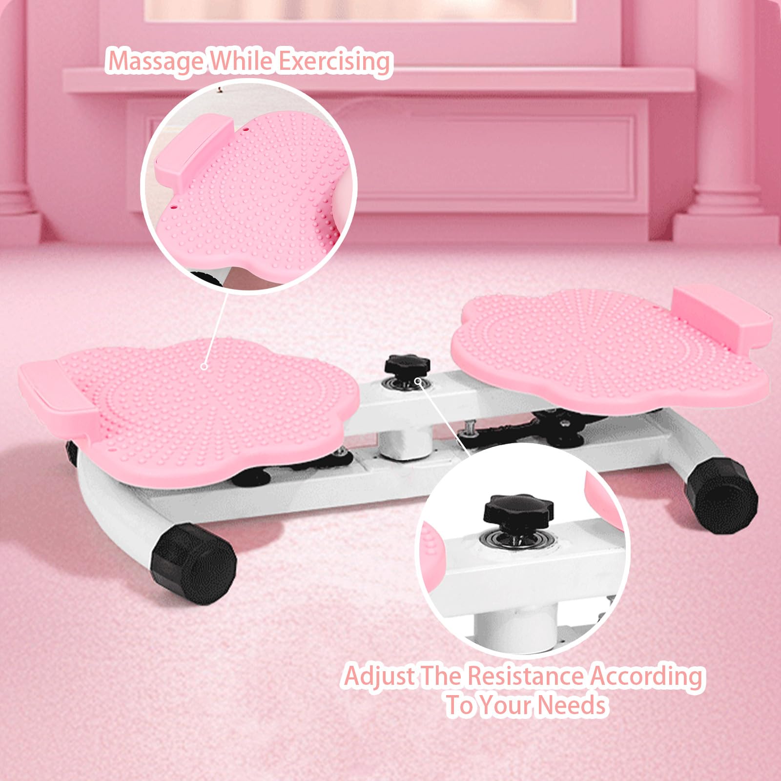 Waist Twisting Machine With Resistance Band - 360° Rotating Waist Twister Board For Core Workout Abdominal Fat Loss, Noiseless Ab Twister Machine, 330 Lbs Weight Capacity Gym Equipment (Pink)