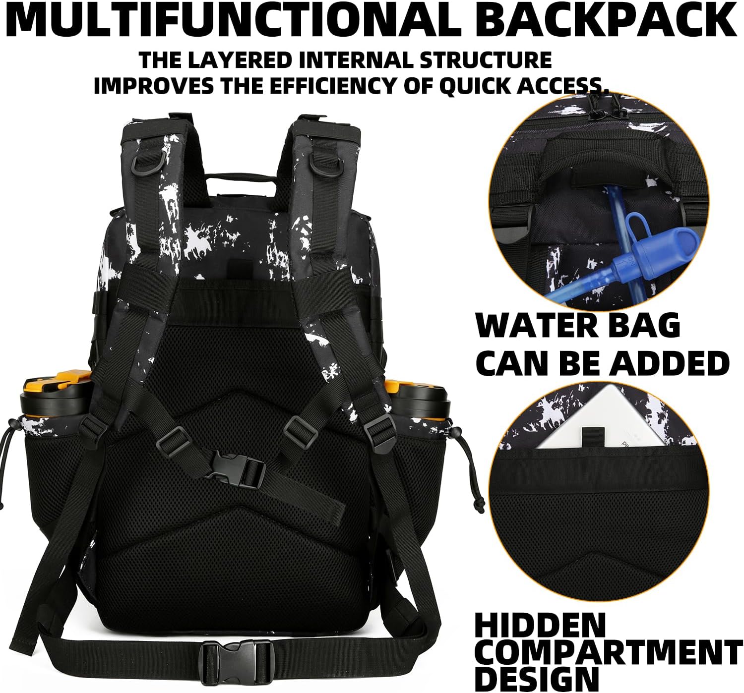 Skiennix 25L Tactical Backpack - Military-Grade Molle Design for Men & Women | Black Lightning Color