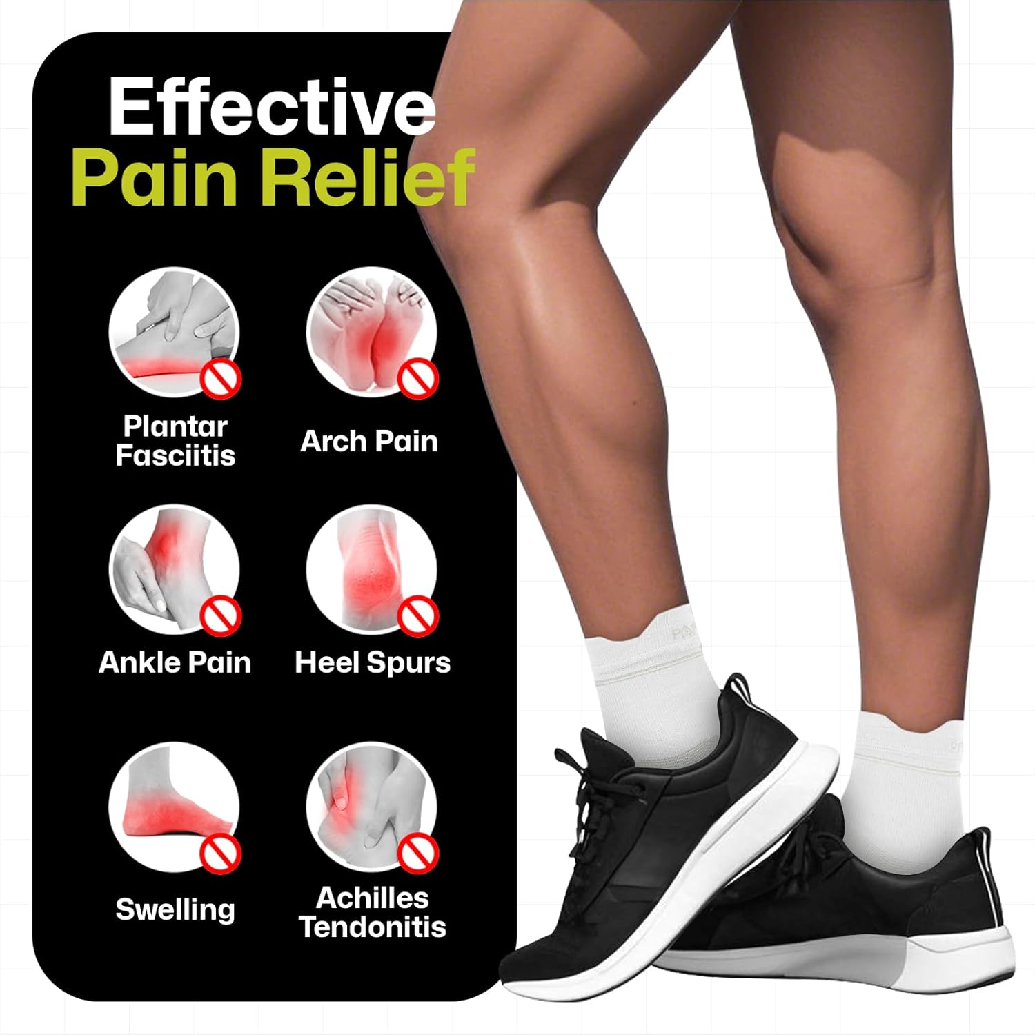 PAPLUS Plantar Fasciitis Socks - Ankle Compression Sleeves for Pain Relief | 3 Pairs for Men & Women