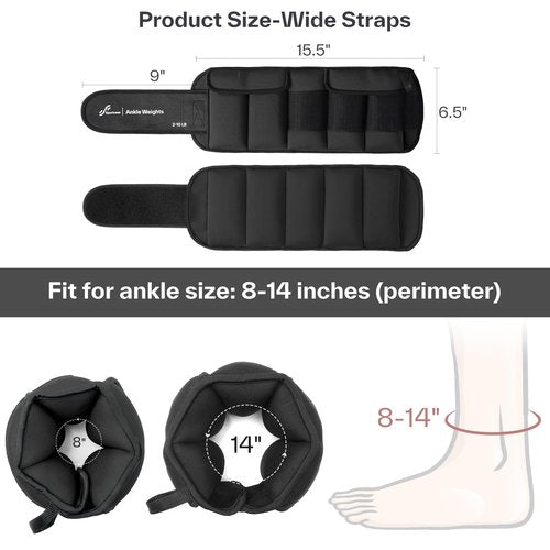 Sportneer 20lbs/Pair Adjustable Ankle Weights for Women and Men, Modularized Leg Weight for Yoga, Walking, Running, Aerobics, Gym, Physical Therapy (Black)