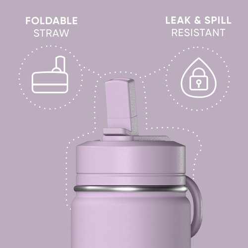 Hydrapeak Mini 14oz Insulated Water Bottle - Stainless Steel with Straw Lid | Blush Color
