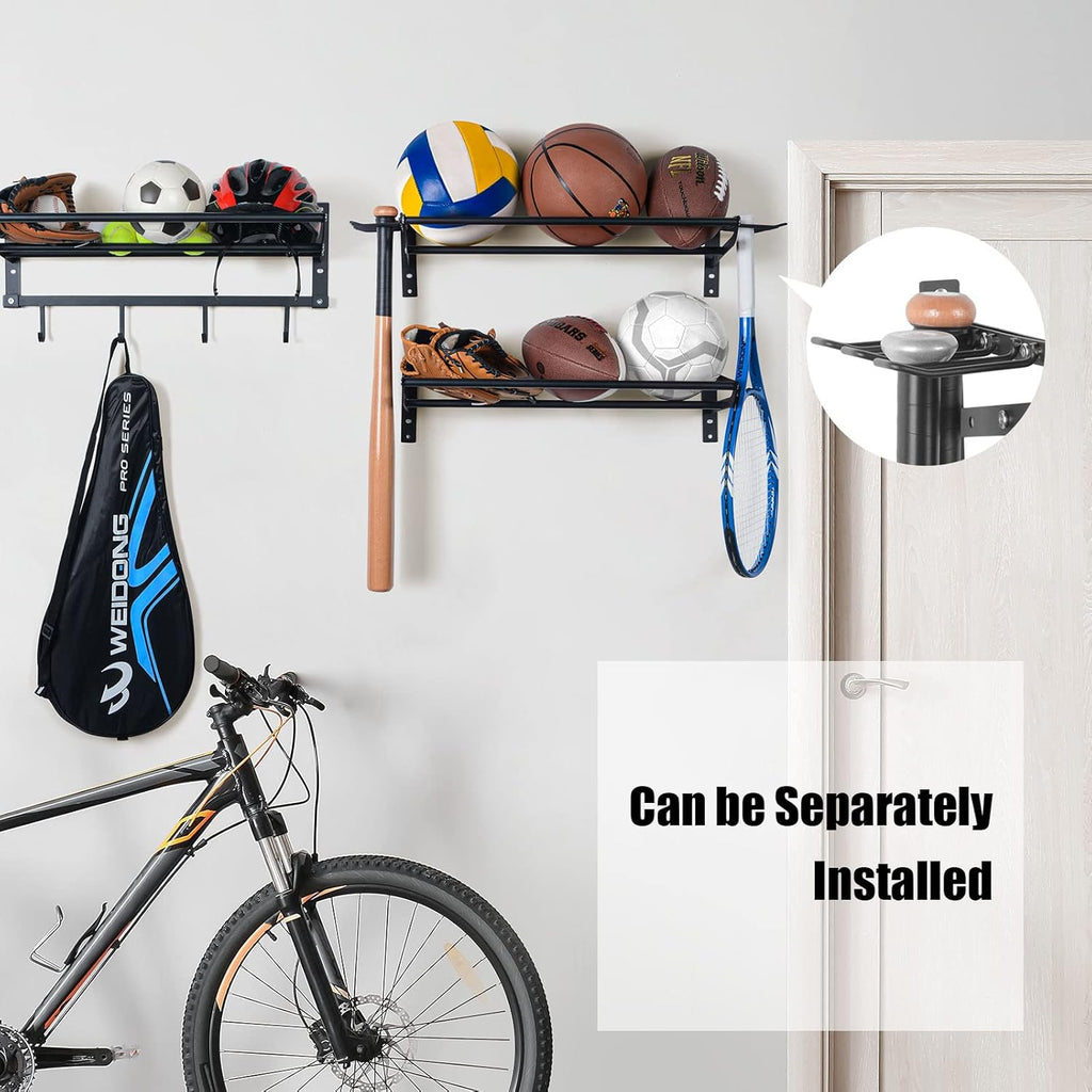 XCSOURCE Garage Sports Equipment Storage Rack - 3 Shelves & 4 Hooks for Organizing Balls & Gear