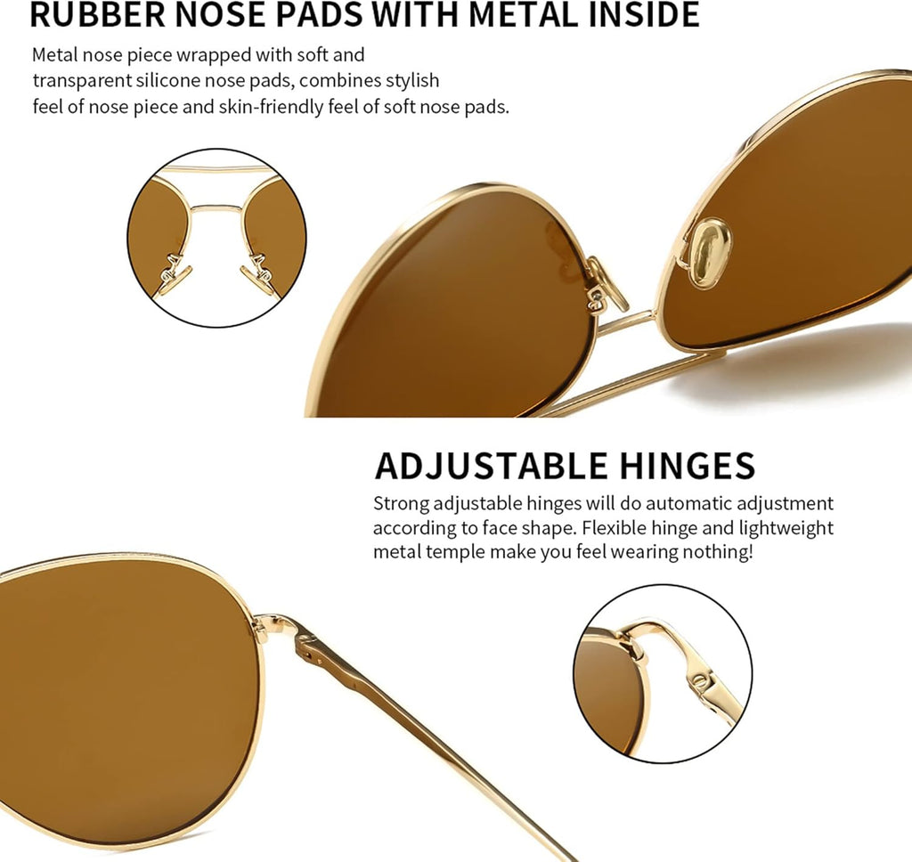 SUNGait Women's Aviator Sunglasses - Lightweight Oversized Design with Mirrored Polarized Lenses
