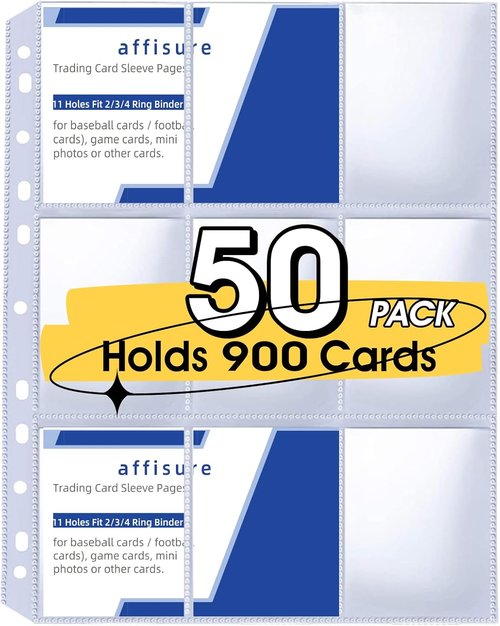 9 Pocket Card Sleeves by [Brand Name] - Holds 900 Cards | 50 Pack Trading Card Binder Pages