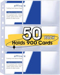 9 Pocket Card Sleeves by [Brand Name] - Holds 900 Cards | 50 Pack Trading Card Binder Pages