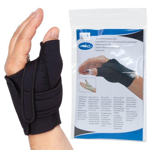 Comfort Cool Thumb CMC Restriction Splint, Provides Direct Support For The Thumb CMC Joint While Allowing Full Finger Function, Right Hand, Medium Plus