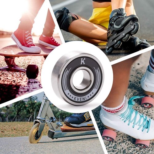 Premium Skateboard Bearings, Pro-Longboard Bearings, High-Speed 608rs-Ball Skate Bearing ABEC – for Skateboard, Quad Skate, Inline Rollerblades, Scooters Wheels and Spinners (Pack of 8) (Black)
