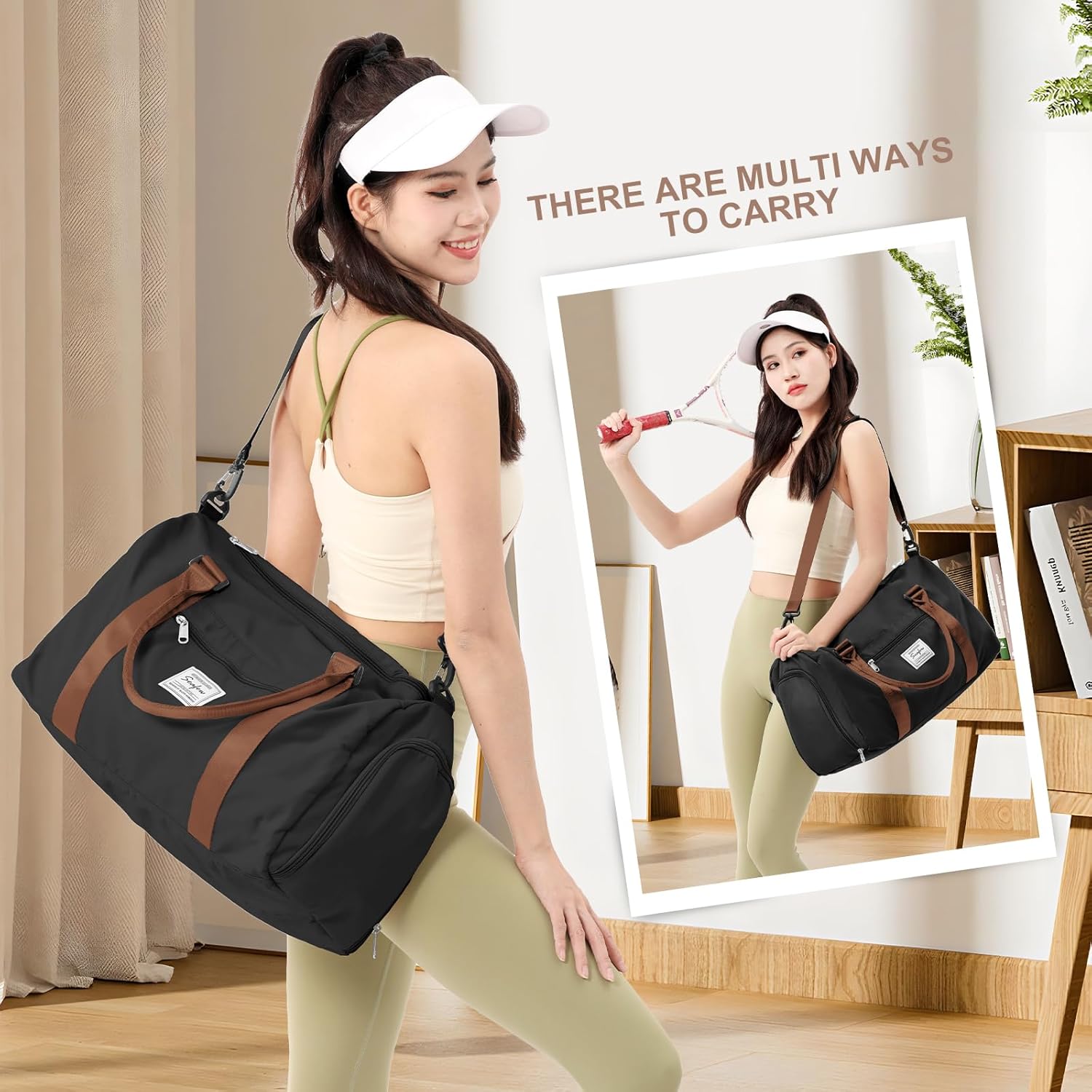 Skiennix Gym Bag - Versatile Sports Duffle with Shoe Compartment | Black & Brown Options for Travel and Workouts