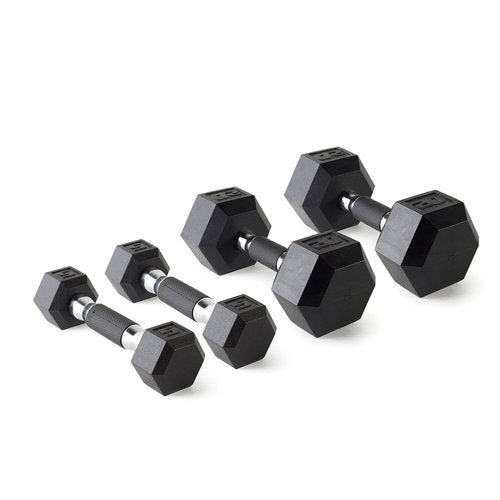 CAP 50 lbs Coated Dumbbell Set with Tinted Silver Handles, 5LBx2, 20lbx2