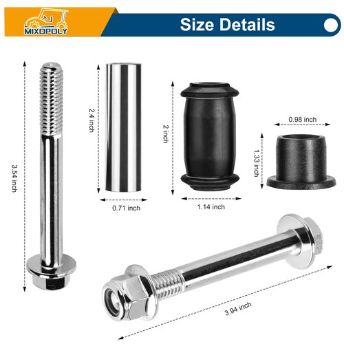 Mixopoly Golf Cart A Arm Bushing Sleeve Kit for EZGO RXV Gas & Electric 2008-up, Replace 608086 601340 602085 601754 602415 600525