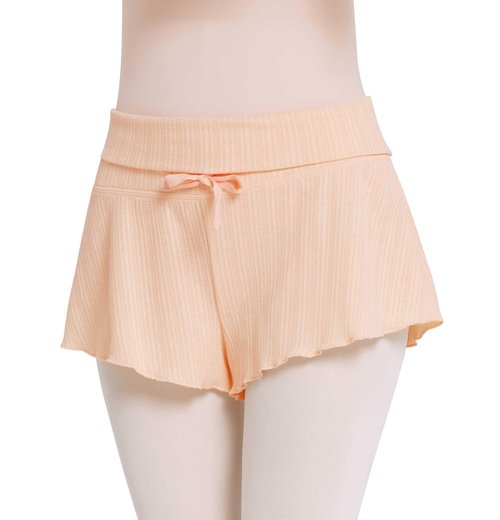 Phoeswan Ribbed Drawstring Ballet Shorts,Women High Waist Dance Shorts,Yoga Pants for Teen Girls Apricot