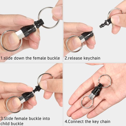 SEADESKY 6Pcs Quick Release Keychain Detachable Key Ring Pull Apart Keychain with 2 Split Rings Detachable Key Chain Secure Key Attachment (Multicolor)