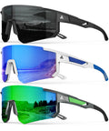 QALLY Polarized Sports Sunglasses for Men Women, UV400 Protection Mens Sunglasses Wrap Around Sun Glasses for Cycling Running