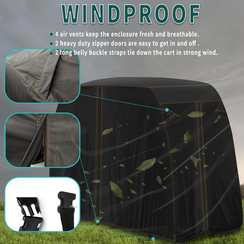 QYMOTO 115" Long 2 & 4 Passenger Golf Cart Cover XL Compatible with Club Car Cover Precedent EZGO Yamaha Outdoor Indoor Winter Storage Heavy Duty All Weather Full Protection Waterproof Windproof