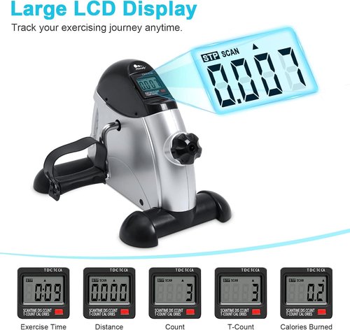 Himaly Mini Exercise Bike - Portable Under Desk Pedal Exerciser with LCD Screen for Arms & Legs