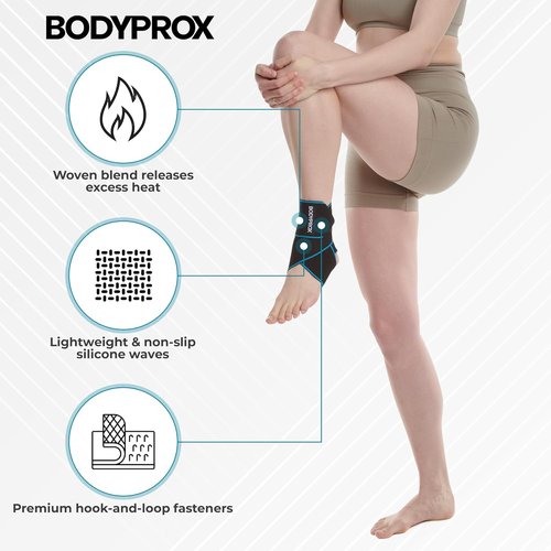 Bodyprox Ankle Support Brace - Adjustable Compression for Sports Protection | 2 Pack, One Size Fits Most