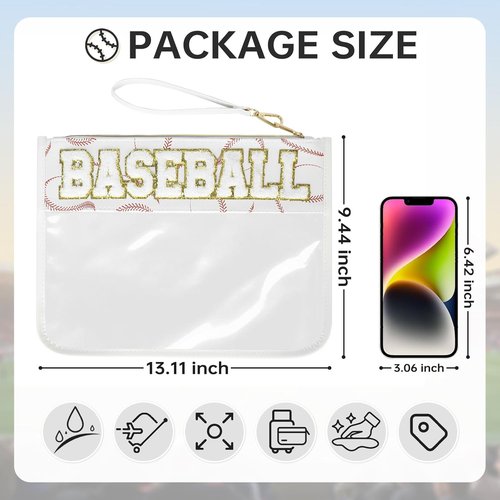 Chenille Letter Baseball Gift Bags - Clear Portable Treat Pouches for Team Gifts