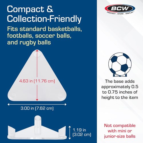 BCW Acrylic Ball Stand - Anti-Slip Design for Basketball, Football & Soccer Ball Display | 1 Pack