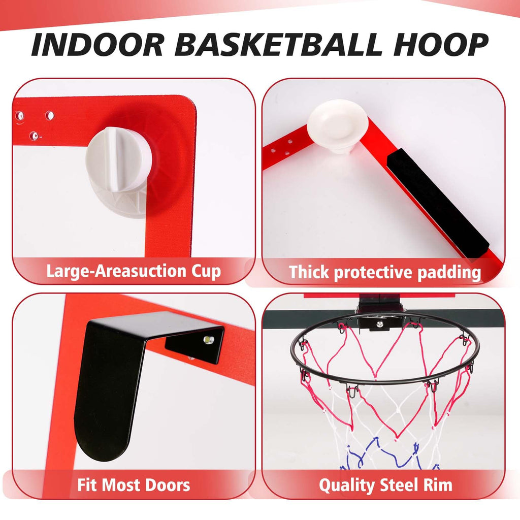 CYFIE 24" x 16" Large Basketball Hoop, Suction Cup/Over The Door Basketball Hoop with Sturdy Backboard/Electronic Scoreboard,Sound,3 Balls, Basketball Toys Gifts for Adults Kids Teens Boys Girls