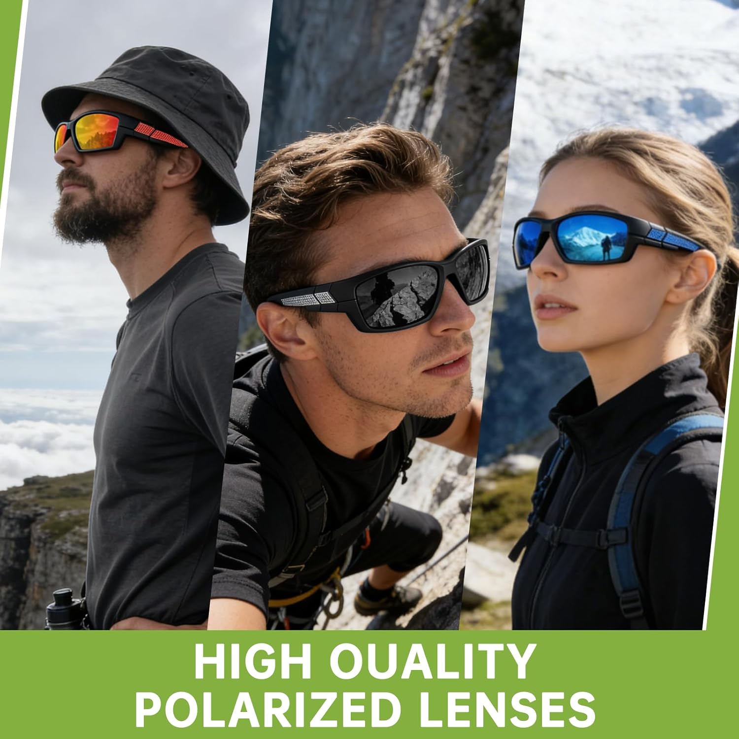 Polarized Sports Sunglasses - UV400 Protection for Men | Wrap-Around Design for Running, Fishing, Cycling