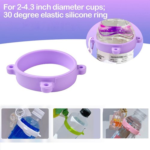 Ipotkitt 5pcs 5 Colors Water Bottle Silicone Rings Round Elastic Rings with 3 Holes Cup Handle Accessories for Home Outdoor Cup Bottle Mug Strap Making
