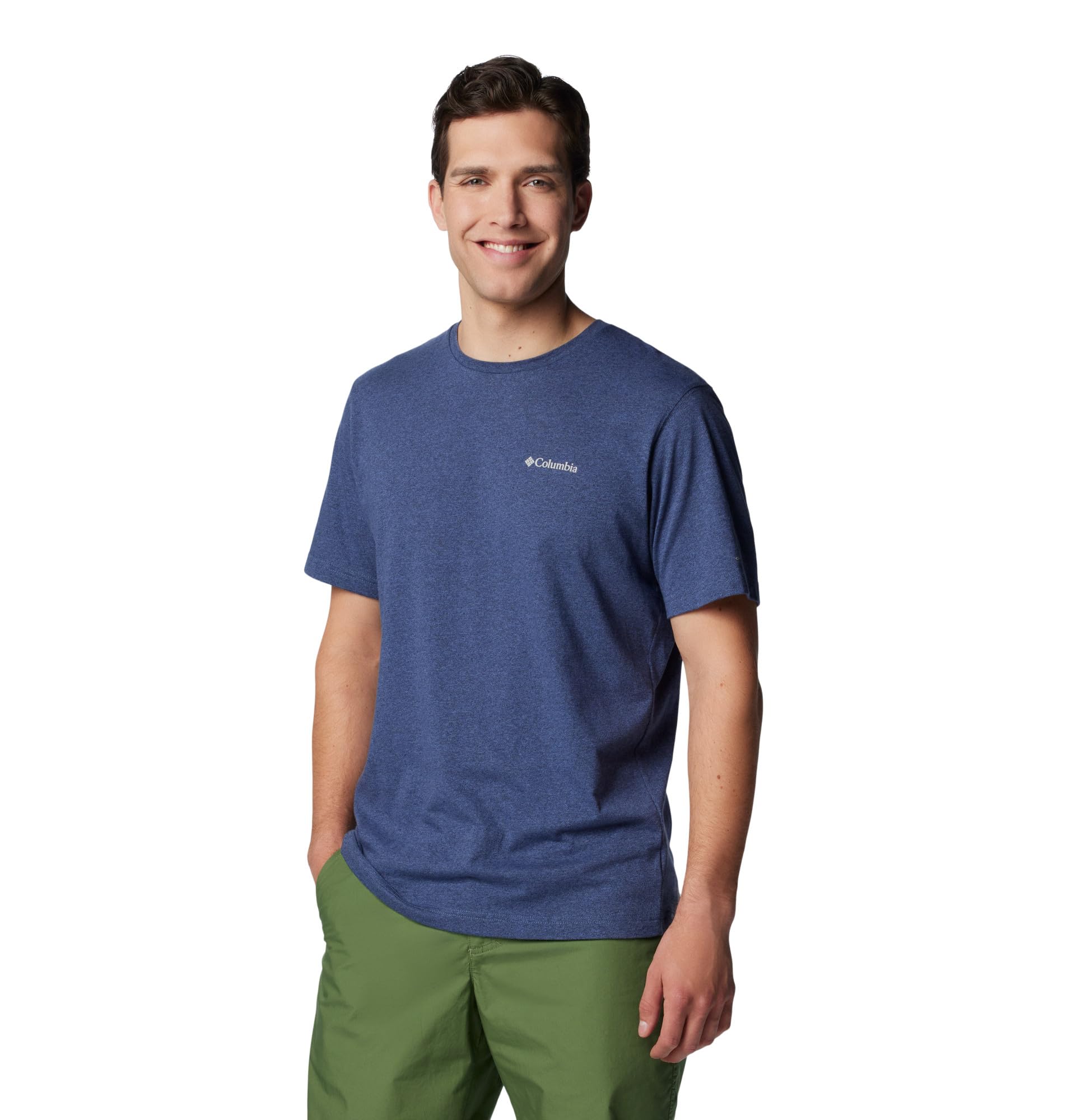Columbia Mens Thistletown Hills Short Sleeve T-Shirt, Dark Mountain Heather, Small
