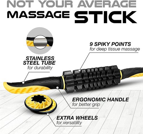 Yes4All Ab Exercise Mat & Muscle Massage Roller Stick with Pointy Spots for Full Range of Motion Ab Workouts and Relief Muscle Soreness