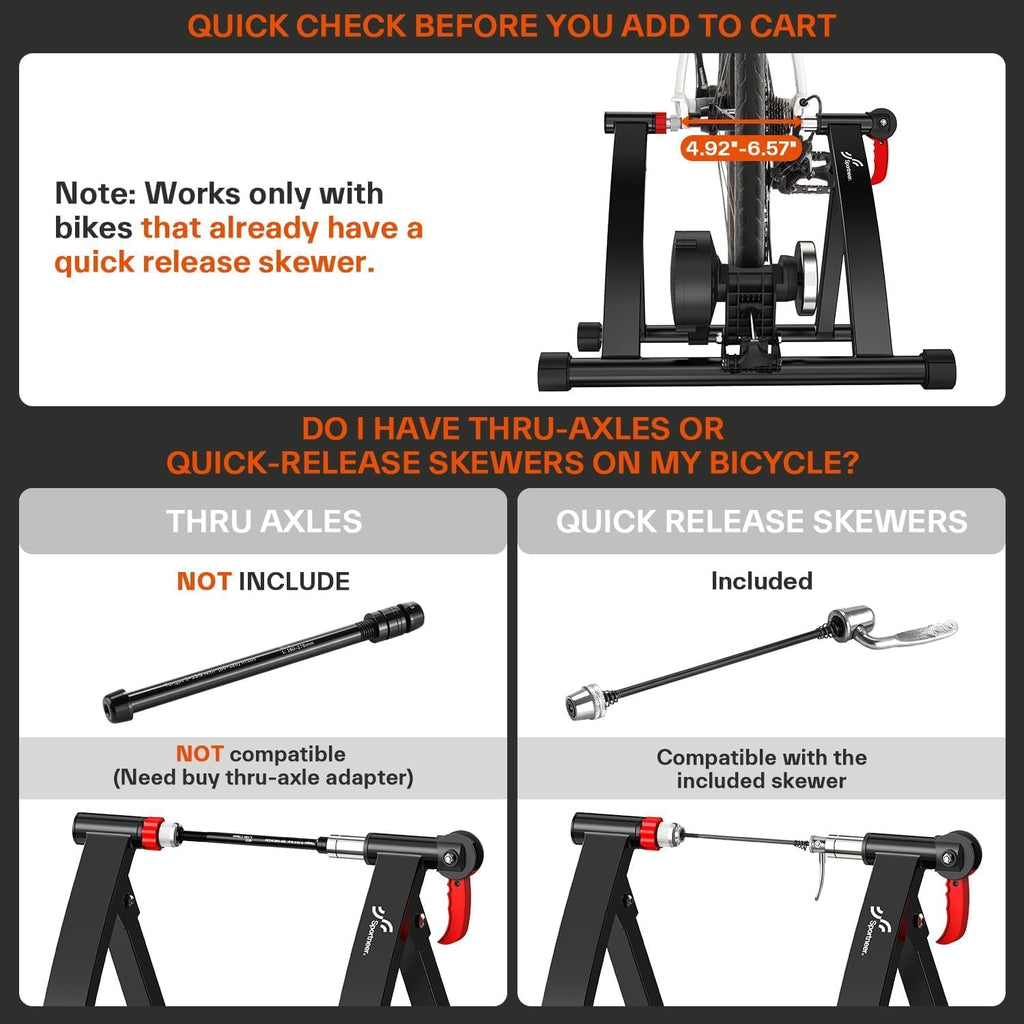 Sportneer Bike Trainer - Magnetic Indoor Bike Stand for 26-28" & 700C Wheels | 6 Adjustable Resistance Levels