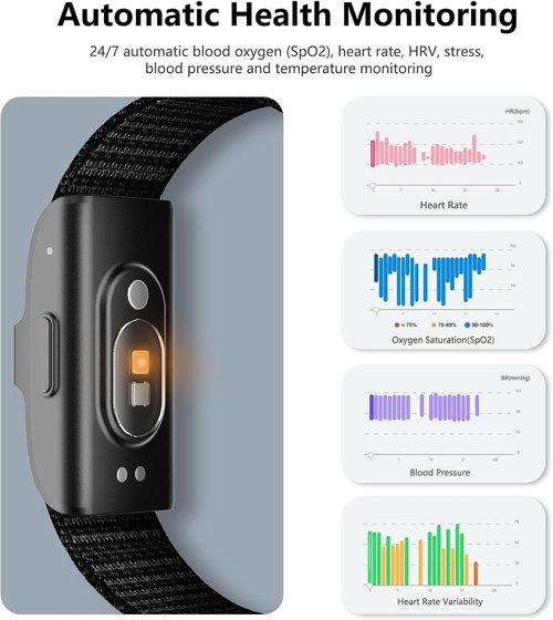IAMJOY Smart Health Wristband - Wearable Fitness Tracker with Multi-Sport Mode & Health Monitoring | Black