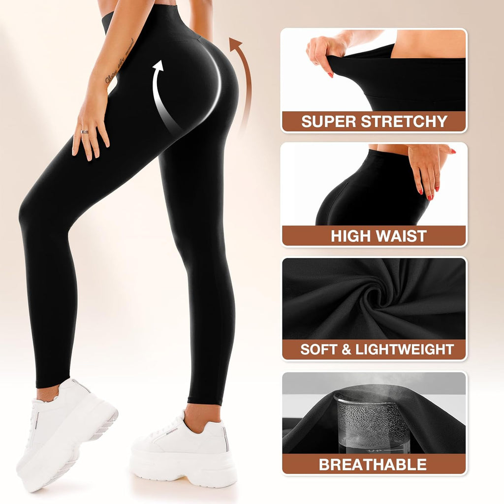 SINOPHANT Leggings for Women - Buttery Soft High Waisted Full Length Yoga Pants | 4 Pack Athletic Wear
