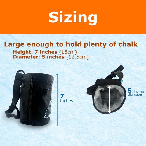 Chalk Bag + Ball for Rock Climbing, Bouldering, Top Rope | Climb On (Chalk Bag (Orange) + Refillable Ball)