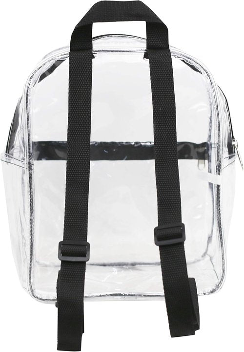 Clearworld Clear Mini Backpack - Heavy Duty Cold-Resistant Transparent PVC for Work & Stadium | Black
