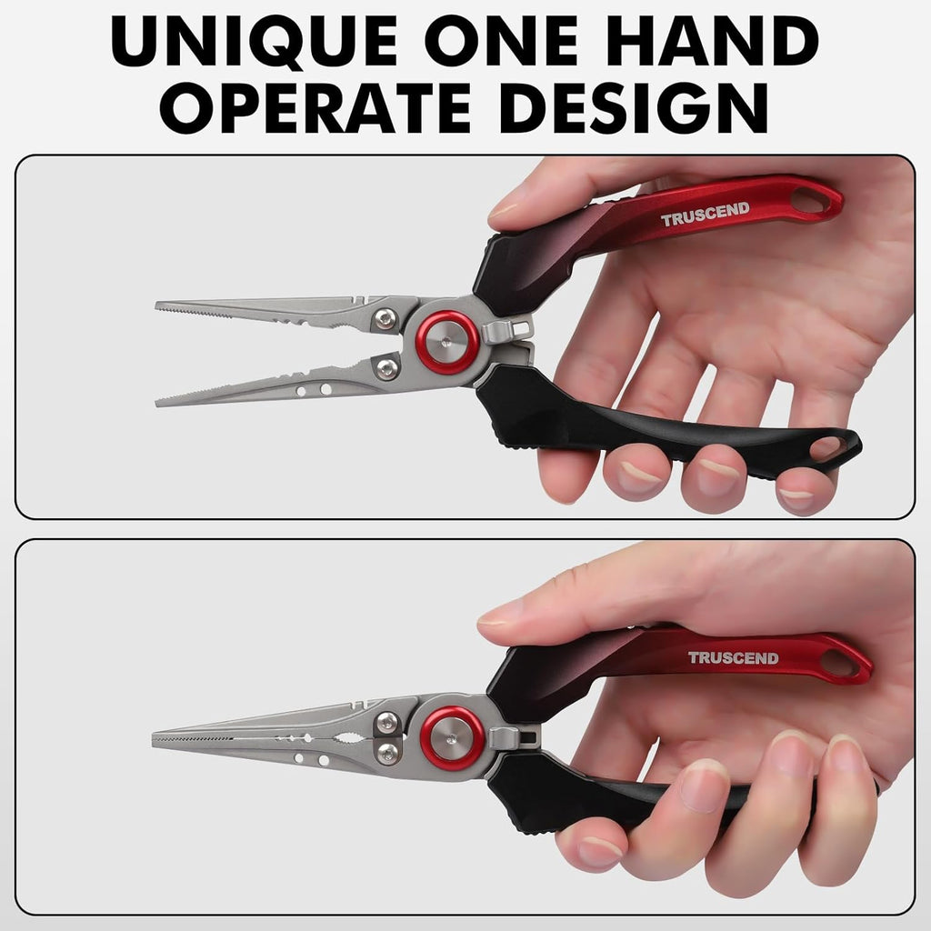 TRUSCEND Fishing Pliers - Lockable Multi-Function Tool with Ergonomic Handle & Teflon Coating