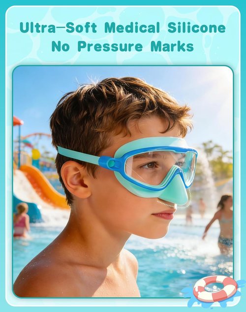 Aegend Kids Swim Goggles - Anti-Fog UV Protection with Nose Cover | Comfortable Fit for Ages 3-14