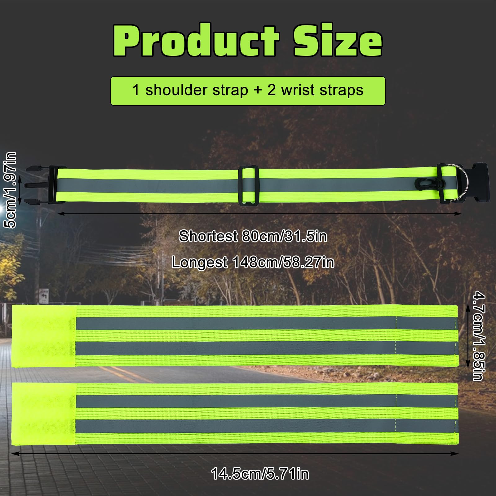 High Visibility Reflectives Safety Running Belts Reflective Sash for Walking at Night Reflective Running Gear Night Walking Safety Gear Reflectives Sash with 2 Pcs Reflectivees Armbands for Men Women