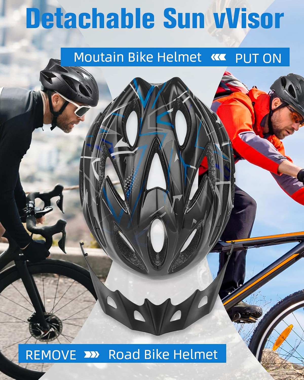 Zacro Bike Helmet - Lightweight CPSC Certified Safety Gear with Removable Pads & Visor for Adults