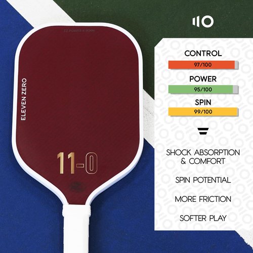 Eleven Zero EZ Power K-16mm Thermoformed Pro Pickleball Paddle | Red Aramid & Raw Carbon Fiber Weave | T700 High-Friction Surface for Control & Spin | Pickle Ball Paddle | Pickleball Rackets