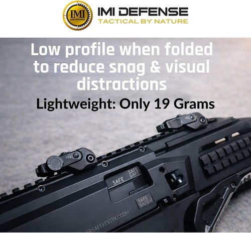 IMI Defense Flip Up Iron Sights - Durable Polymer Front & Rear Dual Aperture Sights | Black