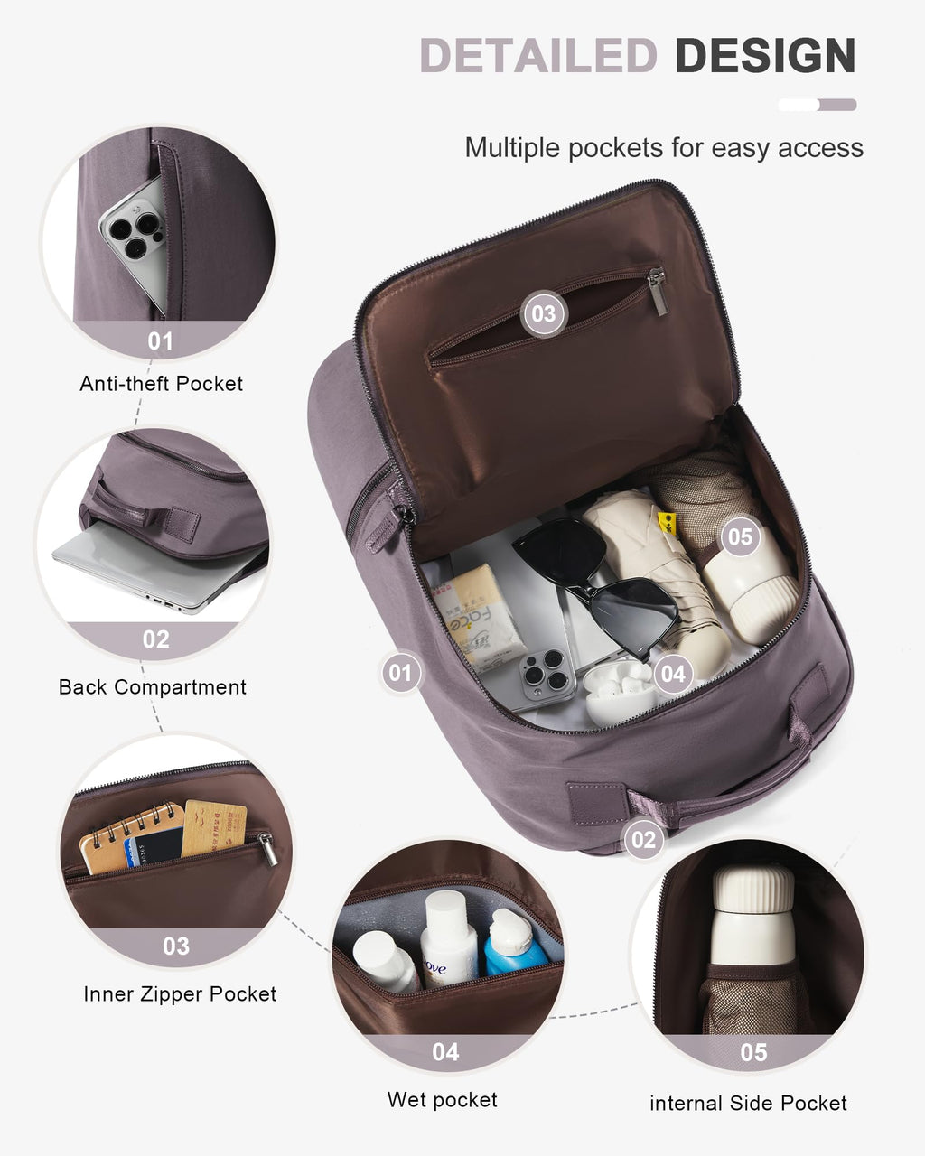 VENATIN Gym Backpack for Women Waterproof Small Gym Bag With Shoe Compartment Sports Essentials Cheer Backpack with Wet Dry Pocket,Purple