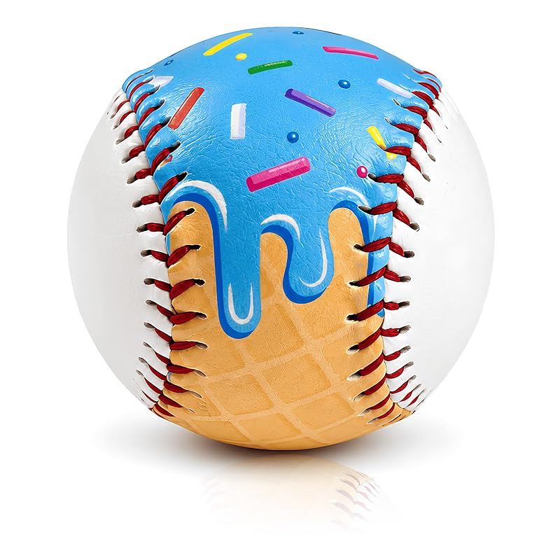 9 Inch Ice Cream Drip Tee Ball - Cute Pink Baseball Hitting Ball for Training & Gifts (Variation: Blue)