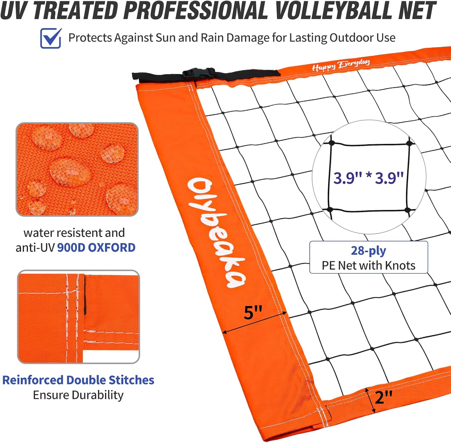Regine Switzerland 20ft Portable Volleyball Net Set - Heavy Duty Poles, Durable PE Net, Includes Volleyball & Pump